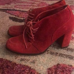 ItalianAJ vintage red suede lace up booties